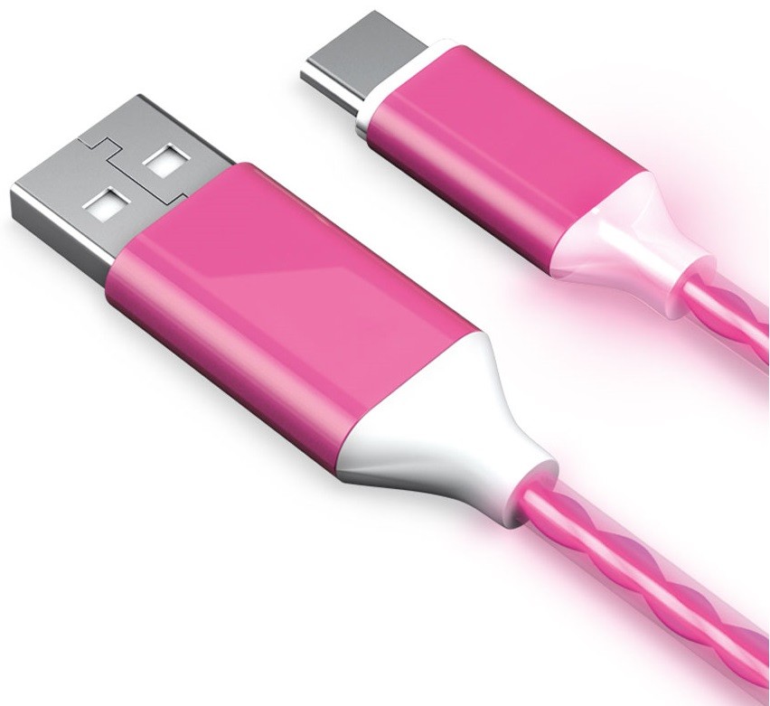 Дата-кабель Akai CE-461PK LED USB-Type-C 1м Pink Дата-кабель Akai CE-461PK LED USB-Type-C 1м Pink