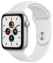 Часы Apple Watch SE GPS 44мм корпус из алюминия серебряный + ремешок белый (MYDQ2RU/A)