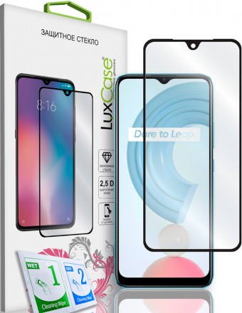 Стекло защитное LuxCase Realme C21 черная рамка
