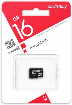 Карта памяти MicroSD Smartbuy 16Gb Class 10 UHS-I без адаптера Black
