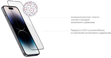 Стекло защитное uBear Extreme 3D Shield для iPhone 14 Pro Max Черная рамка (GL144BL03A3D67P-I22)