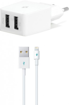 СЗУ Ttec QuantumDuo 2 USB+Lightning MFI-USB 3.4А White