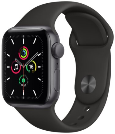 Часы Apple Watch SE GPS 40мм корпус из алюминия серый космос + ремешок черный (MYDP2RU/A)