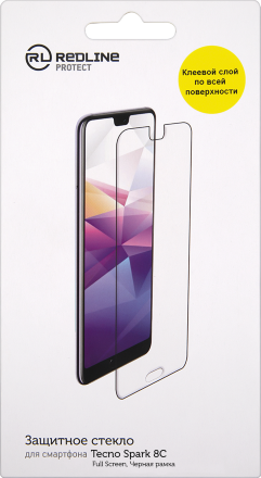 Стекло защитное RedLine Tecno Spark 8C черная рамка