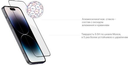 Стекло защитное uBear Extreme 3D Shield для iPhone 14 Pro Черная рамка (GL142BL03A3D61P-I22)