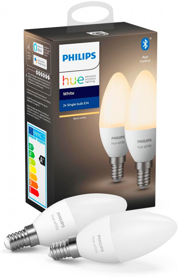Лампа Philips Hue 5.5W B39 EU 2P с цоколем E14 White
