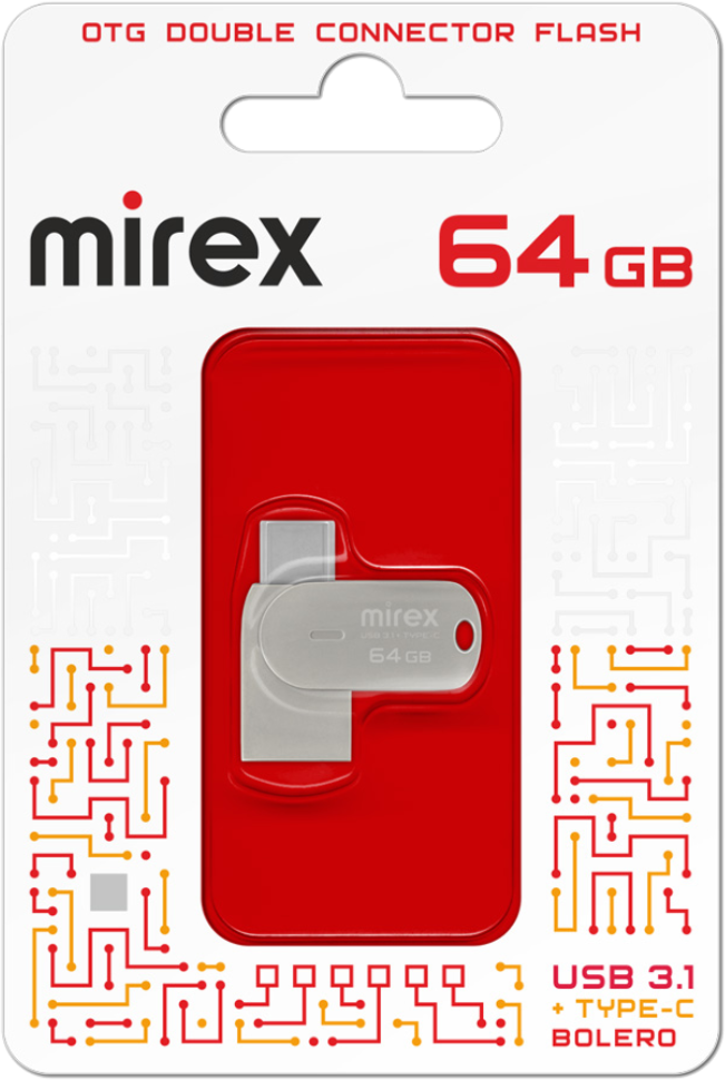 USB Flash Mirex Bolero 64GB Type-C-USB A Серый USB Flash Mirex Bolero 64GB Type-C-USB A Серый