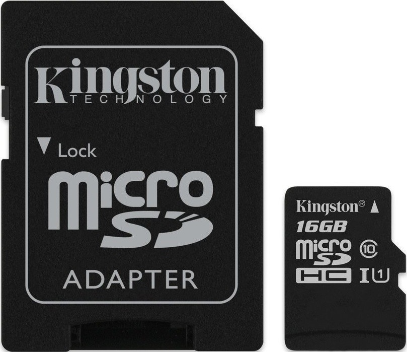 Карта памяти MicroSDHC Kingston 16GB Class10 UHS-I c адаптером SDCS/16GB Black